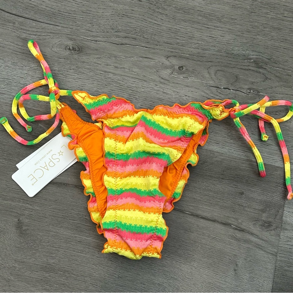 NWT L*space Roger Bitsy Bottom Size Xs Jamaican Stripes Orange‎ Swim Womens